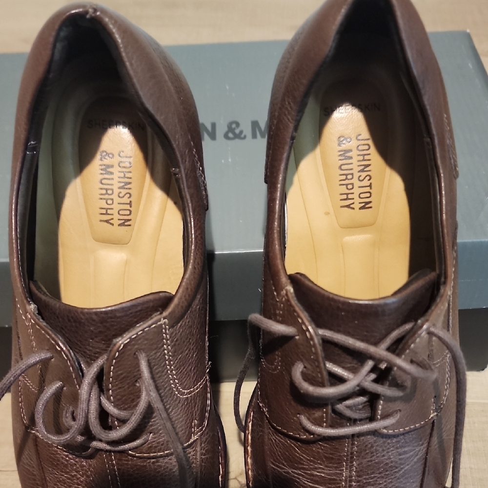 Men's Brown Leather Dress Shoes - Picture 3 of 5